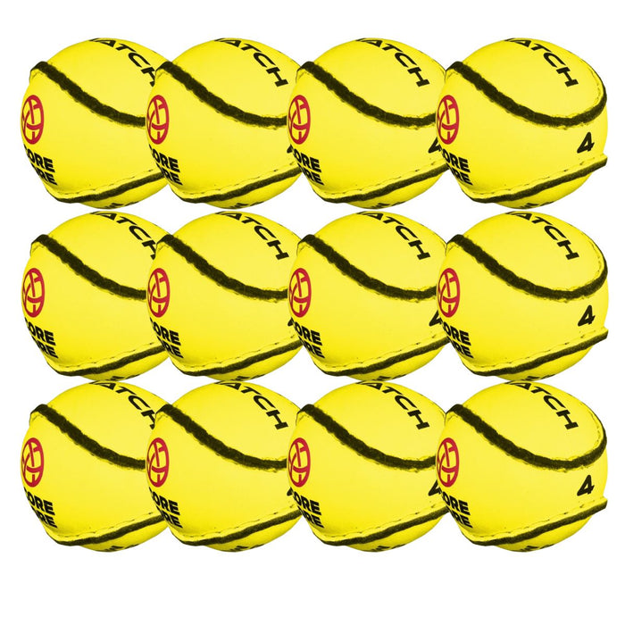 Score More Match Quality Sliotar Size 4 Yellow Pack of 12