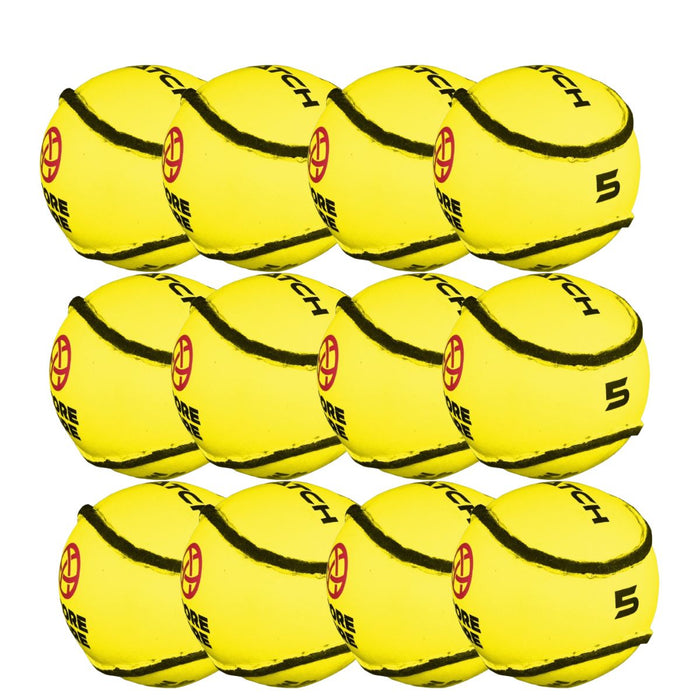 Score More Match Quality Sliotar Size 5 Yellow Pack of 12