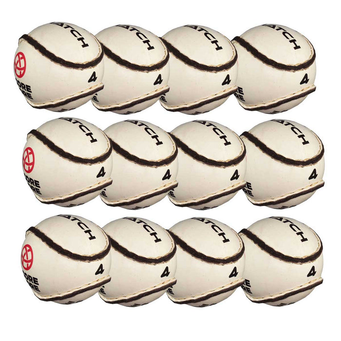 Score More Match Quality Sliotar Size 4 White Pack of 12