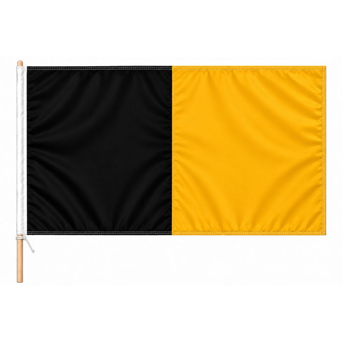 Score More Flag with Pole 3x2 ft Black and Amber