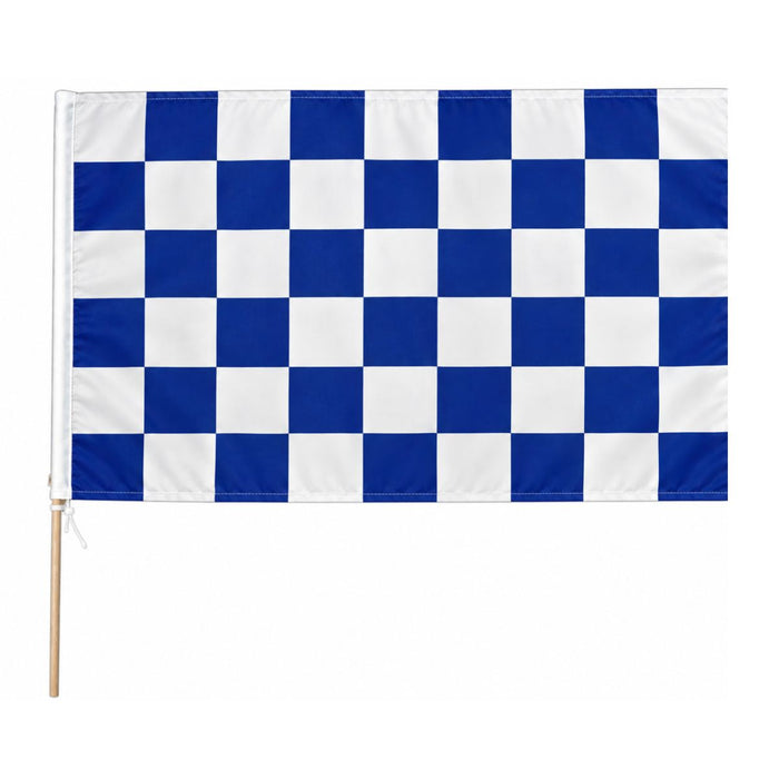 Score More Flag with Pole 3x2 ft Blue and White Checkered