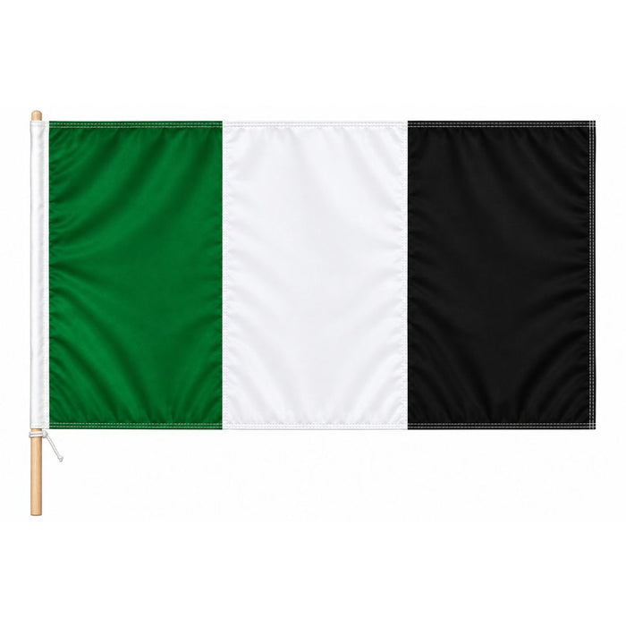 Score More Flag with Pole 3x2 ft Green White and Black